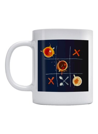 X O Game Printed Mug White/Blue/Orange