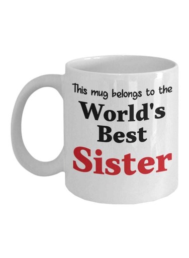 World's Best Sister Printed Coffee Mug White/Black/Red