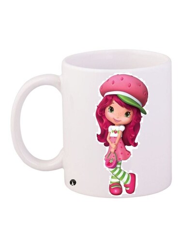 Cartoon Printed Coffee Mug White/Pink/Beige 11ounce