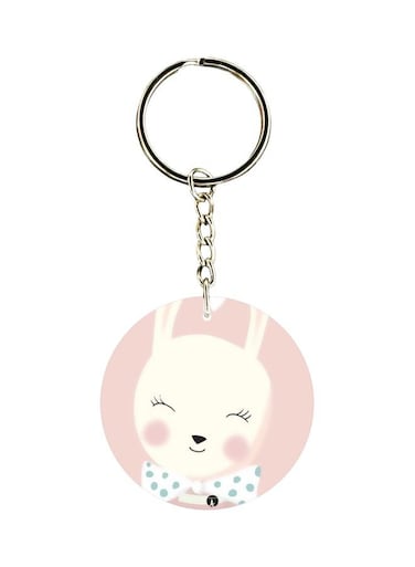 Double Sided Bunny Printed Keychain