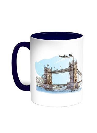 Bridge Of London Printed Coffee Mug Blue/White 11ounce