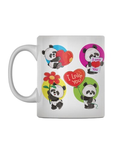 Panda Printed Mug White/Red/Green