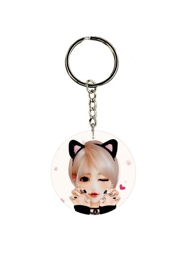 Cat Girl Printed Dual Sided Keychain