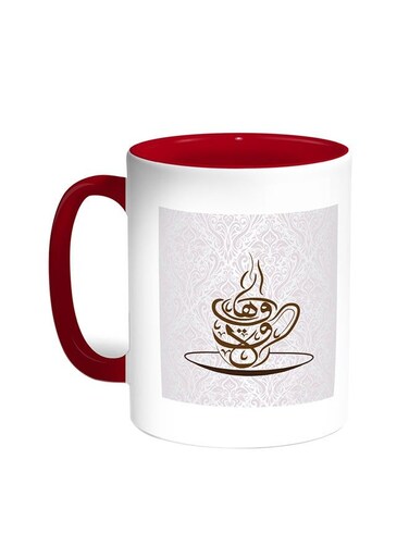 Coffee Time Printed Coffee Mug Red/White 11ounce
