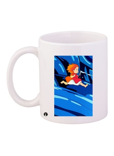 Cartoon Girl Printed Coffee Mug White/Blue/Red 11ounce
