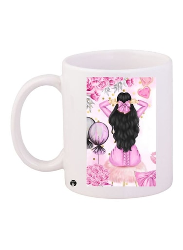 Cartoon Printed Coffee Mug White/Pink/Black