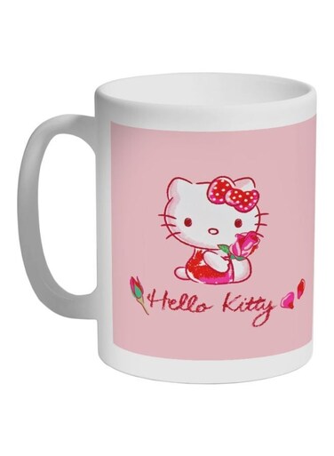 Hello Kitty Printed Ceramic Coffee Mug White/Pink/Red 325ml