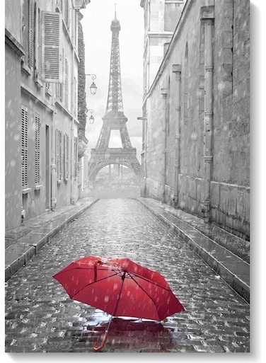Eiffel Tower Themed Wall Painting Grey/Red 40x60cm
