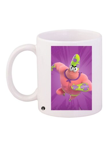 Cartoon Printed Coffee Mug White/Purple/Green 11ounce
