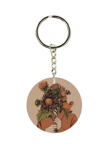 Double Sided Floral Printed Keychain