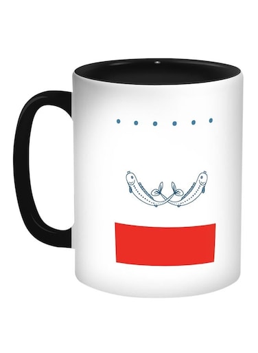 Fishes Printed Coffee Mug White/Red/Black 11ounce