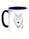 Cartoon Drawings - Wolf Printed Coffee Mug White/Blue 11ounce