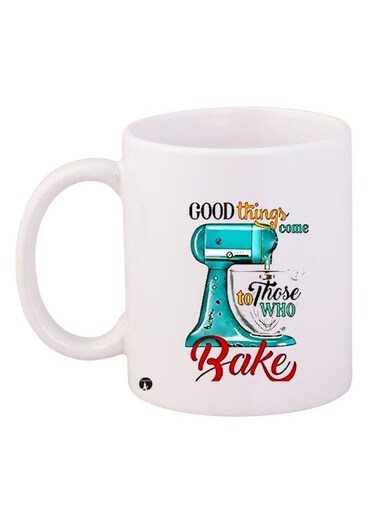 Bakery Art Printed Coffee Mug White/Blue/Red 11ounce