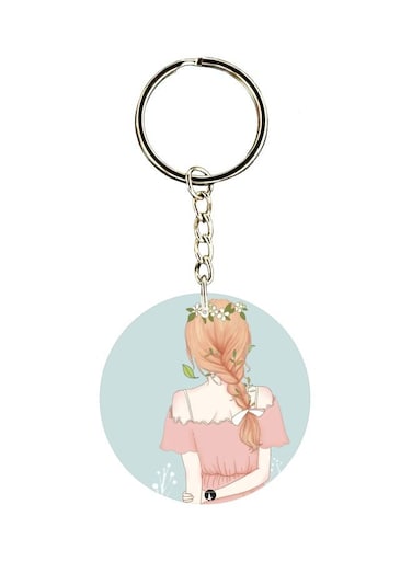 Girl With Flower On Head Themed Keychain