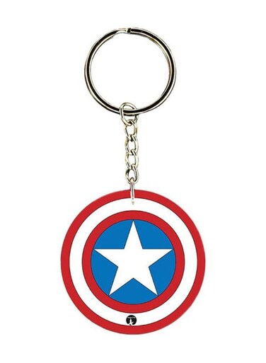 Double Sided Captain America Printed Keychain Red/White/Silver