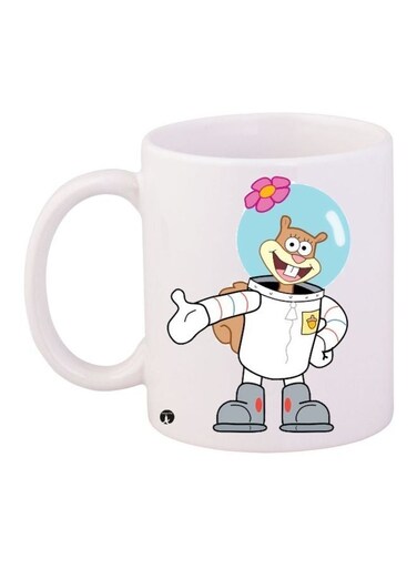 Cartoon Printed Coffee Mug White/Blue/Pink 11ounce
