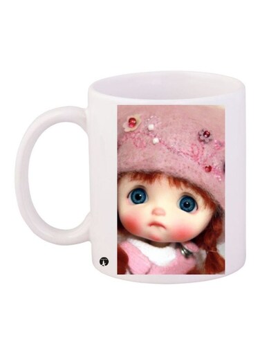 Cartoon Girl Printed Coffee Mug White/Beige/Pink