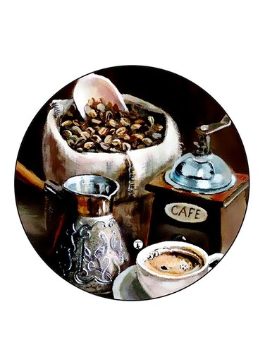 Coffee Printed Fridge Magnet Round Multicolour