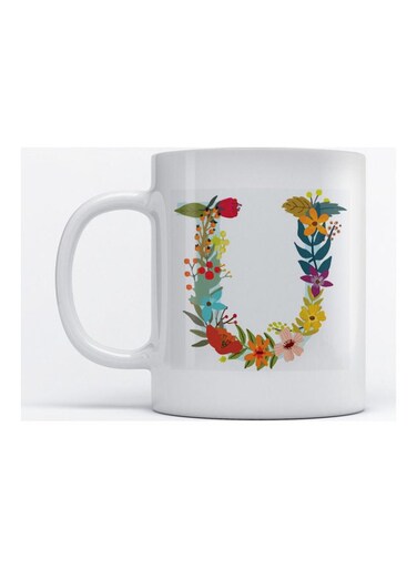 Mug Alphabet U for Coffee and Tea White