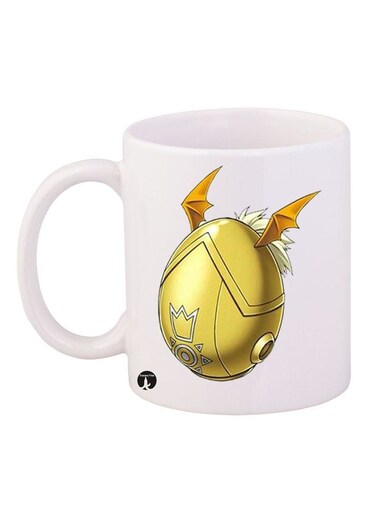 Digimon Printed Mug White/Gold