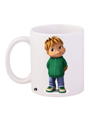 Printed Coffee Mug White/Green/Brown 11ounce