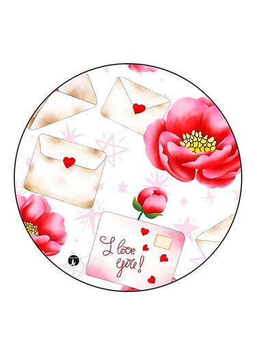 Flowers Printed Fridge Magnet Round Multicolour