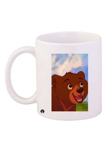 Cartoon Bear Printed Coffee Mug White/Brown/Green