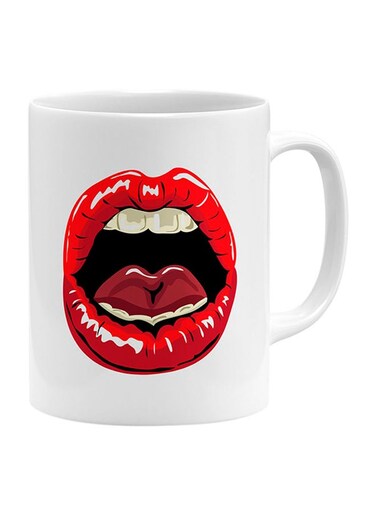 Lip Design Printed Mug Red/White