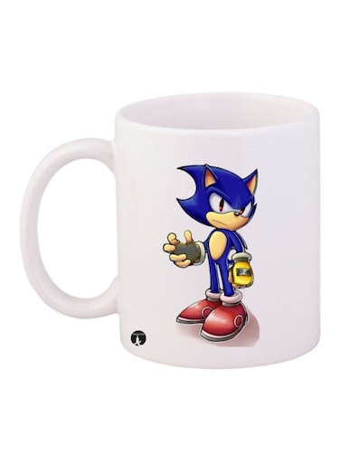 Sonic Video Game Printed Mug White/Blue/Red Standard Size