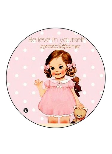 Girl Printed Fridge Magnet Round Multicolour