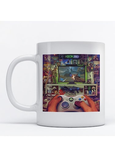 Gamer Boy Printed Mug White/Green/Blue
