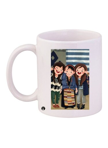 Family Printed Coffee Mug White/Blue/Green 11ounce