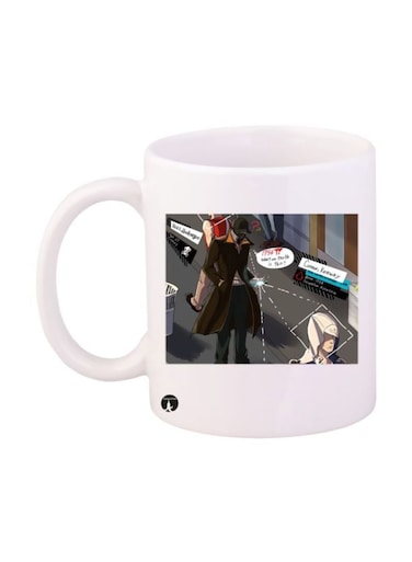 Comics Characters Printed Mug White/Brown Standard Size