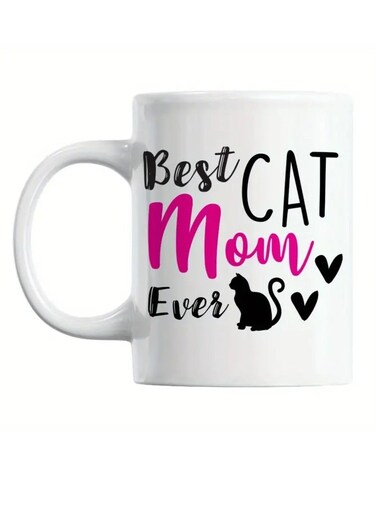 Best Cat Mom Ever Coffee &amp; Tea Mug, 11oz White Mug with Double Side Print - Ideal Gift for Mom, Perfect Blend of Style and Substance for Your Morning Coffee or Tea   Reusable Cup for Home or Office