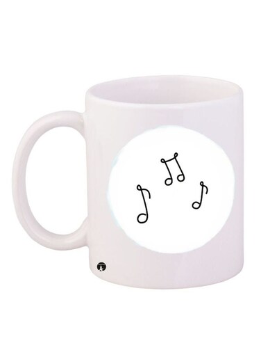 Musical Notation Printed Coffee Mug White/Black 11ounce