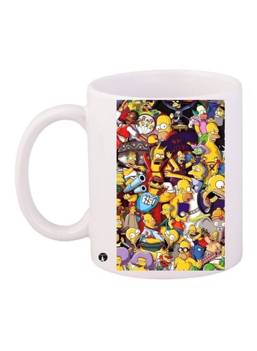 Cartoon Printed Coffee Mug White/Yellow/Blue