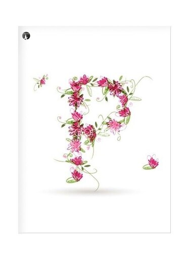 Flower Themed Metallic Plate White/Pink/Green 20x15cm