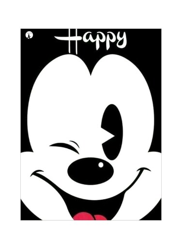 Mickey Mouse Themed Metallic Plate Black/Pink/White 20x15cm
