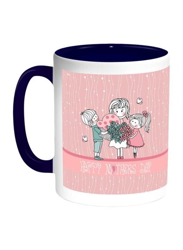 Happy Mother's Day Printed Coffee Mug Dark Blue/Pink/Green 11ounce