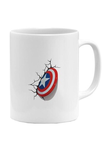Captain America Shield Printed Mug White/Red/Blue