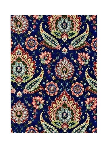 Floral Printed Metallic Plate Blue/Green/Red 20x15cm