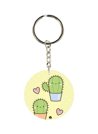 Cactus Printed Double Sided Keychain