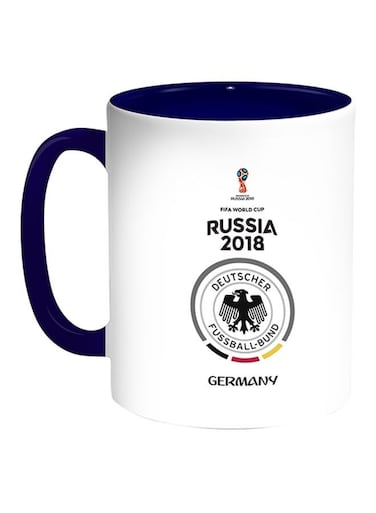 FIFA World Cup 2018 Germany Printed Coffee Mug White Blue 11 ounce