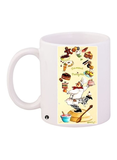 Dessert Delights Printed Coffee Mug White/Yellow/Black 11ounce