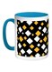 Squares Printed Coffee Mug Blue/White/Black 11ounce