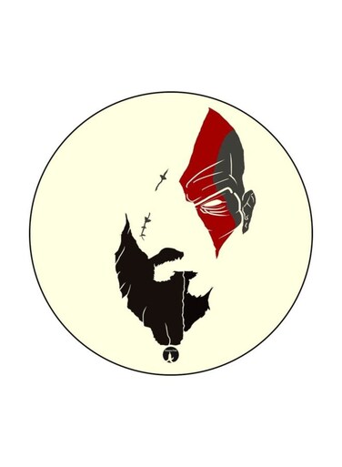 Video Game God Of War Printed Fridge Magnet White/Red/black