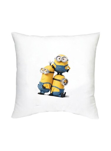 Minion Character Printed Cushion White/Yellow/Blue 16x16inch