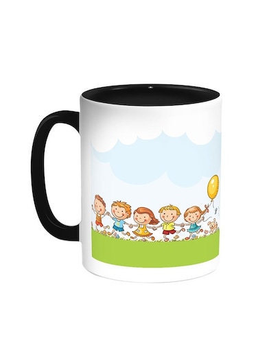 Happy Eid Printed Coffee Mug Black/White 11ounce