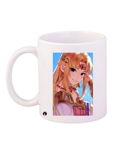Anime Girl Printed Coffee Mug White/Beige/Brown 11ounce