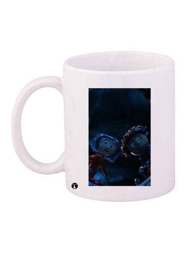 Cartoon Printed Coffee Mug White/Black/Blue 11ounce